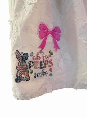 Girls White Eyelet Easter Dress Custom Design FOR PEEPS SAKE Exclusive OOAK 💕 - Thumbnail 15