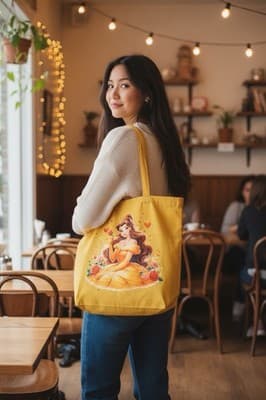Beauty & Beast Belle Fabric Tote Custom Design OOAK Exclusive 1/1 Embellished - Thumbnail 14