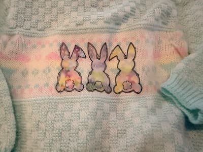 Snuggle Alert Vintage Easter Sweater Upstyled Toddler 12 M Custom Design Bunnies - Thumbnail 8