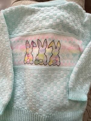 Snuggle Alert Vintage Easter Sweater Upstyled Toddler 12 M Custom Design Bunnies - Thumbnail 13