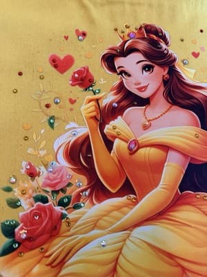 Beauty & Beast Belle Fabric Tote Custom Design OOAK Exclusive 1/1 Embellished - Thumbnail 3