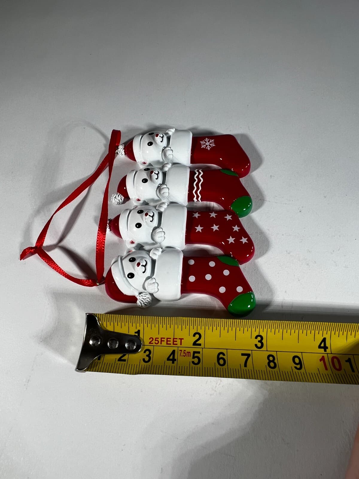 NEW Christmas Ornament Family of 4 White Bears in Stockings Maxora - Thumbnail 9