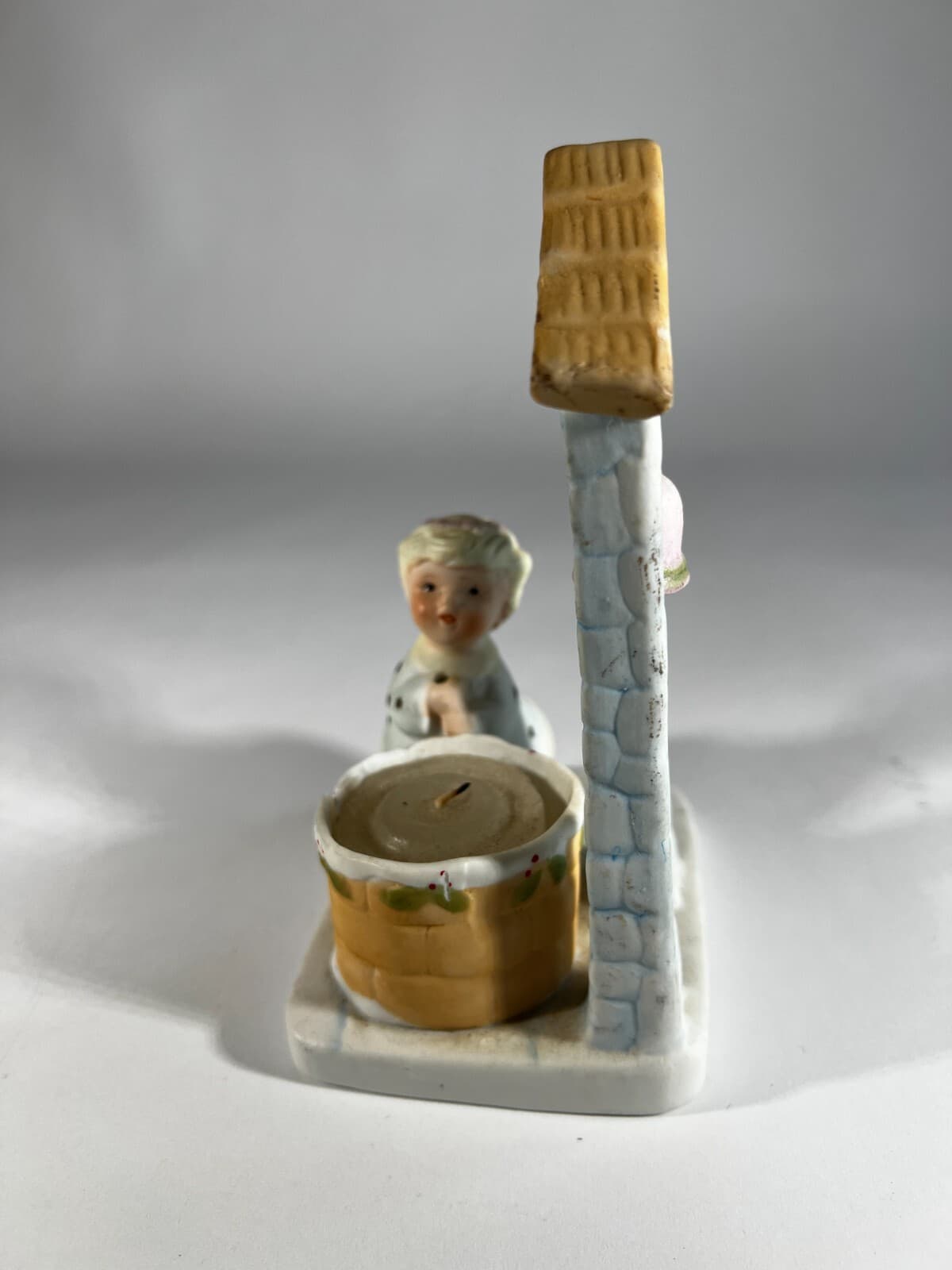 Christmas Porcelain Angel Well Candle Holder Bell Tower Vintage 1983 - Thumbnail 3