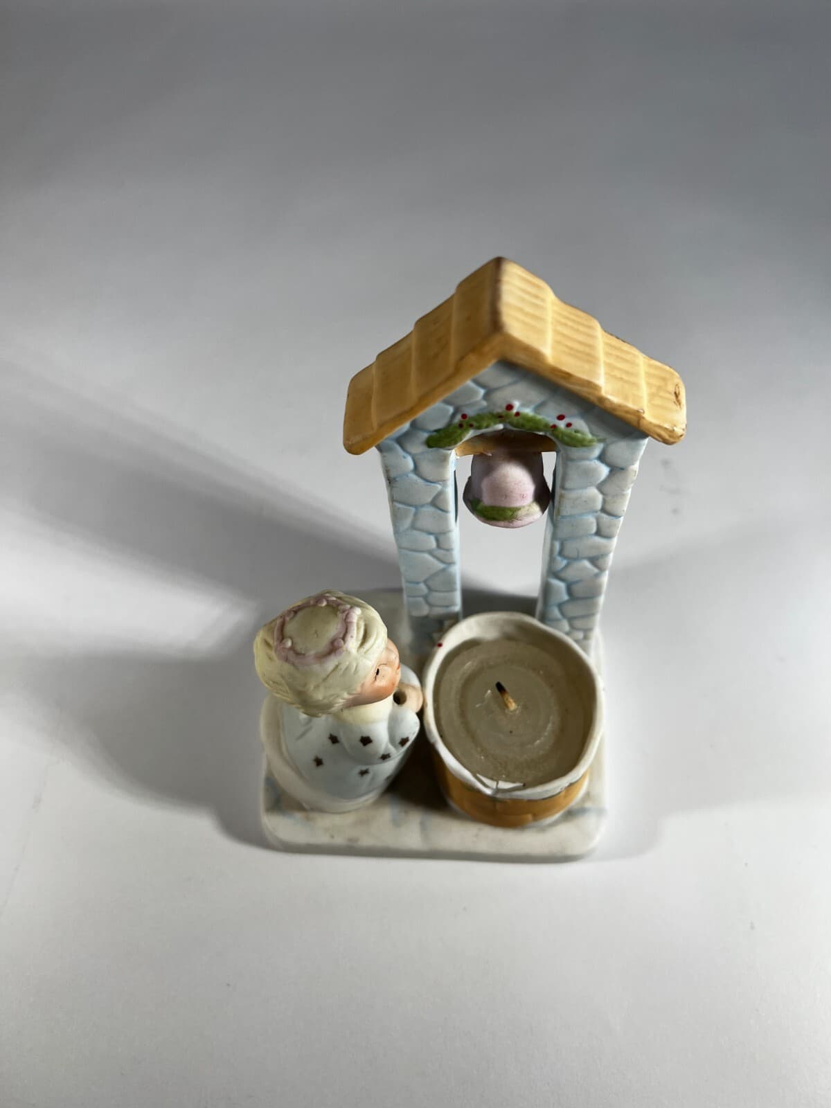 Christmas Porcelain Angel Well Candle Holder Bell Tower Vintage 1983 - Thumbnail 6
