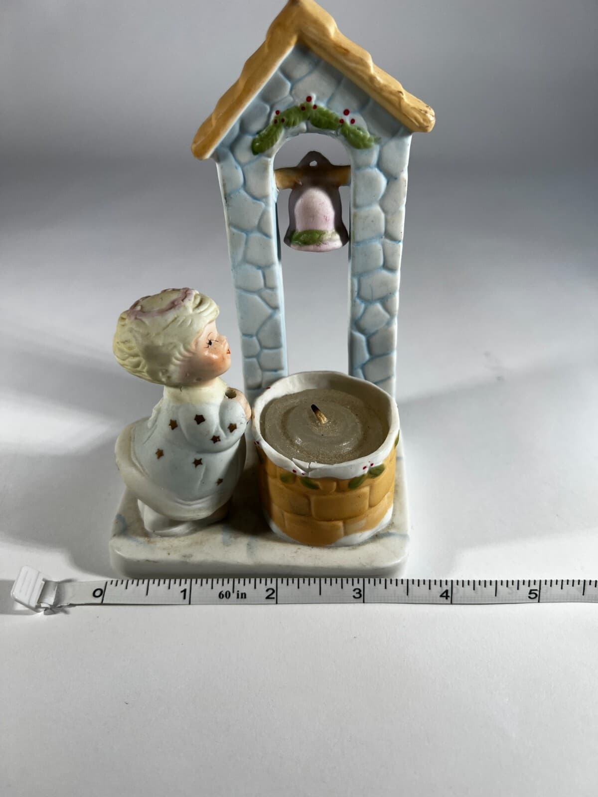 Christmas Porcelain Angel Well Candle Holder Bell Tower Vintage 1983 - Thumbnail 10
