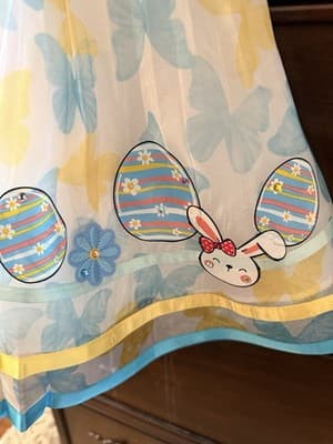 Girls Gorgeous Easter Dress Custom Design 1/1 Exclusive Blue Yellow Chiffon OOAK - Thumbnail 20