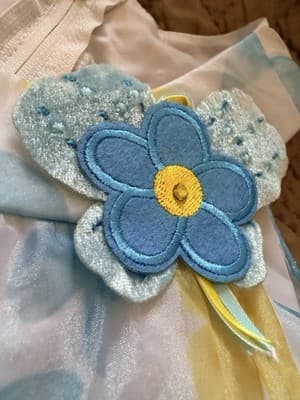 Girls Gorgeous Easter Dress Custom Design 1/1 Exclusive Blue Yellow Chiffon OOAK - Thumbnail 3