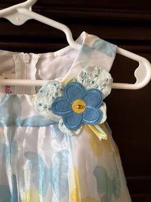 Girls Gorgeous Easter Dress Custom Design 1/1 Exclusive Blue Yellow Chiffon OOAK - Thumbnail 19