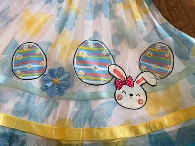 Girls Gorgeous Easter Dress Custom Design 1/1 Exclusive Blue Yellow Chiffon OOAK - Thumbnail 17
