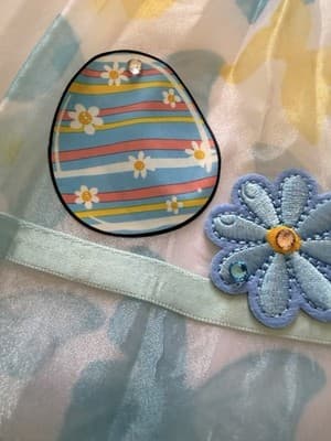 Girls Gorgeous Easter Dress Custom Design 1/1 Exclusive Blue Yellow Chiffon OOAK - Thumbnail 6