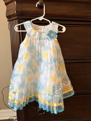Girls Gorgeous Easter Dress Custom Design 1/1 Exclusive Blue Yellow Chiffon OOAK - Thumbnail 18