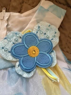 Girls Gorgeous Easter Dress Custom Design 1/1 Exclusive Blue Yellow Chiffon OOAK - Thumbnail 5