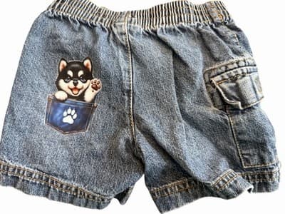 Denim Shorts Puppy In Pocket Custom Design 1/1 OOAK Circo 9 M Infant Toddler - Thumbnail 10