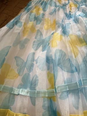 Girls Gorgeous Easter Dress Custom Design 1/1 Exclusive Blue Yellow Chiffon OOAK - Thumbnail 14