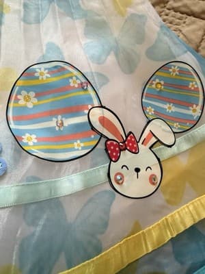 Girls Gorgeous Easter Dress Custom Design 1/1 Exclusive Blue Yellow Chiffon OOAK - Thumbnail 4