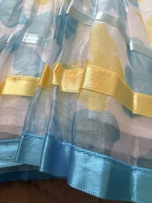 Girls Gorgeous Easter Dress Custom Design 1/1 Exclusive Blue Yellow Chiffon OOAK - Thumbnail 13