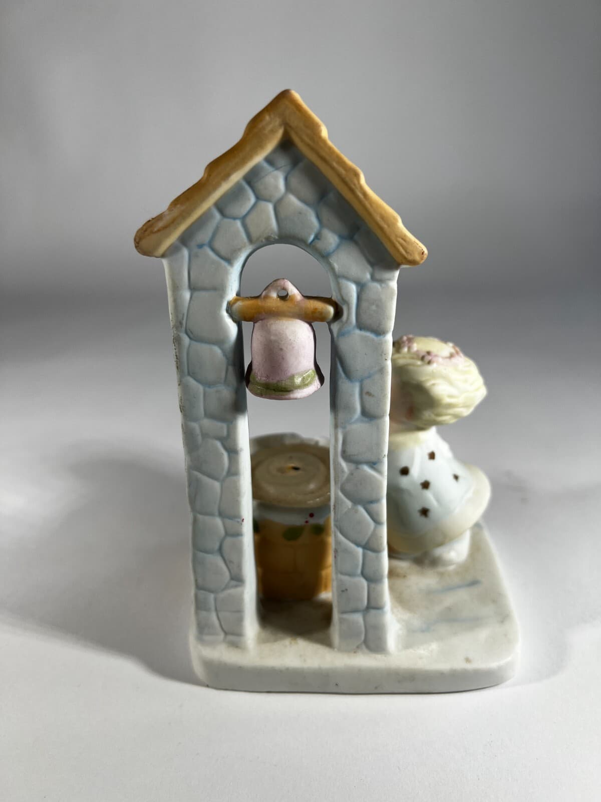 Christmas Porcelain Angel Well Candle Holder Bell Tower Vintage 1983 - Thumbnail 4