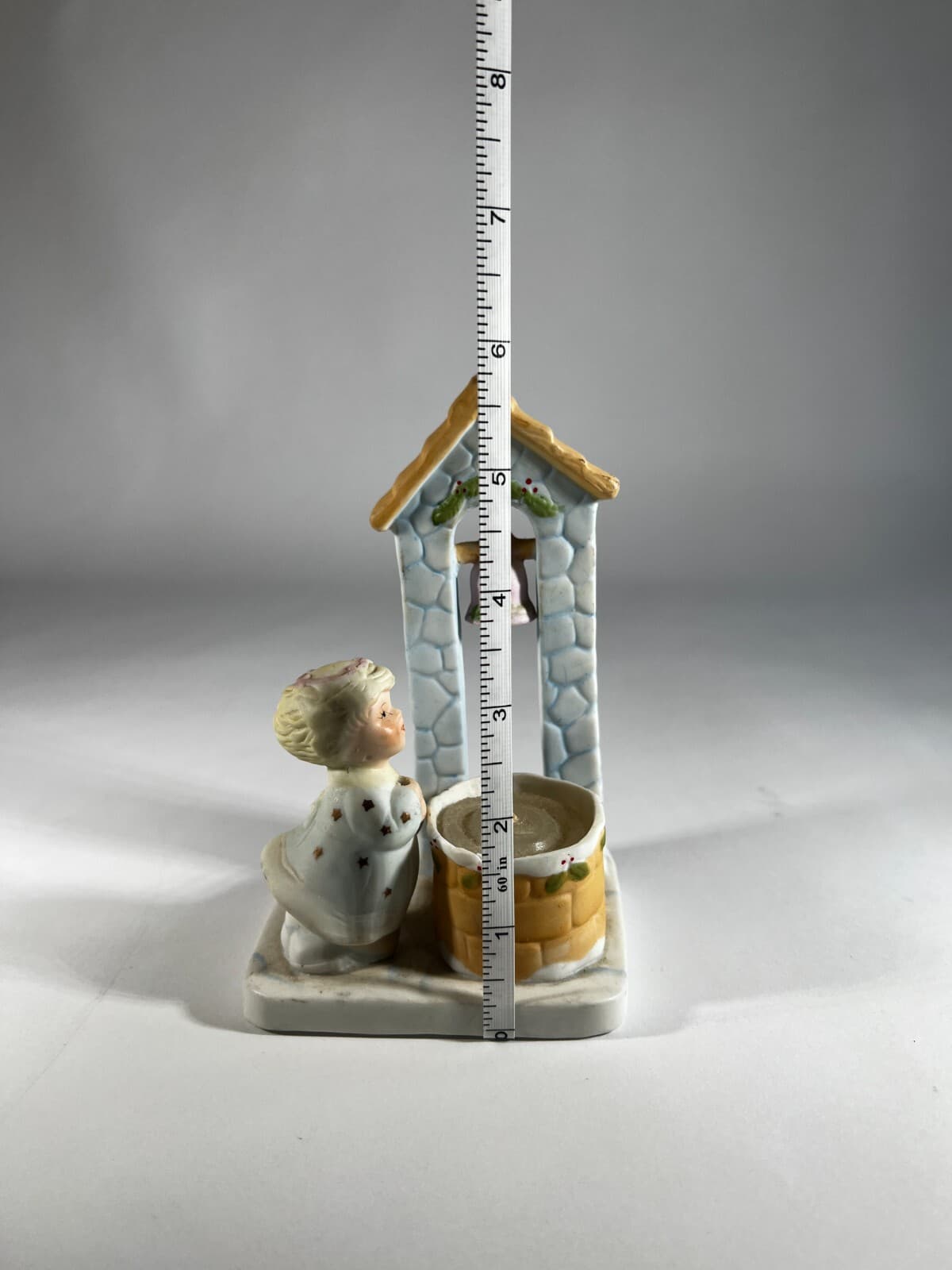 Christmas Porcelain Angel Well Candle Holder Bell Tower Vintage 1983 - Thumbnail 9