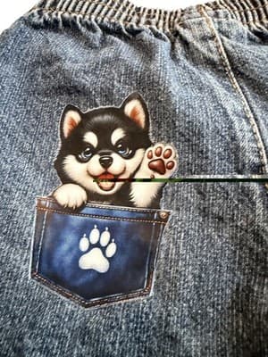 Denim Shorts Puppy In Pocket Custom Design 1/1 OOAK Circo 9 M Infant Toddler - Thumbnail 11