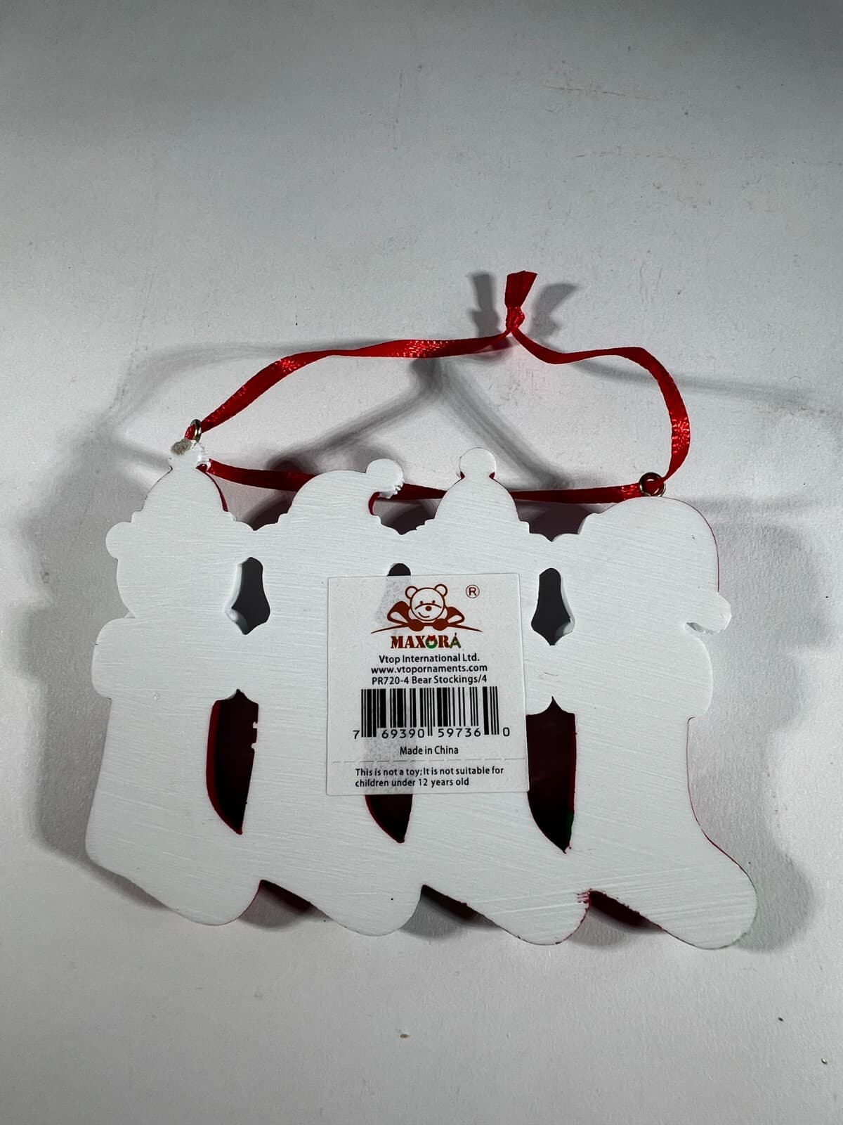 NEW Christmas Ornament Family of 4 White Bears in Stockings Maxora - Thumbnail 2
