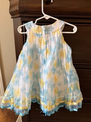 Girls Gorgeous Easter Dress Custom Design 1/1 Exclusive Blue Yellow Chiffon OOAK - Thumbnail 21