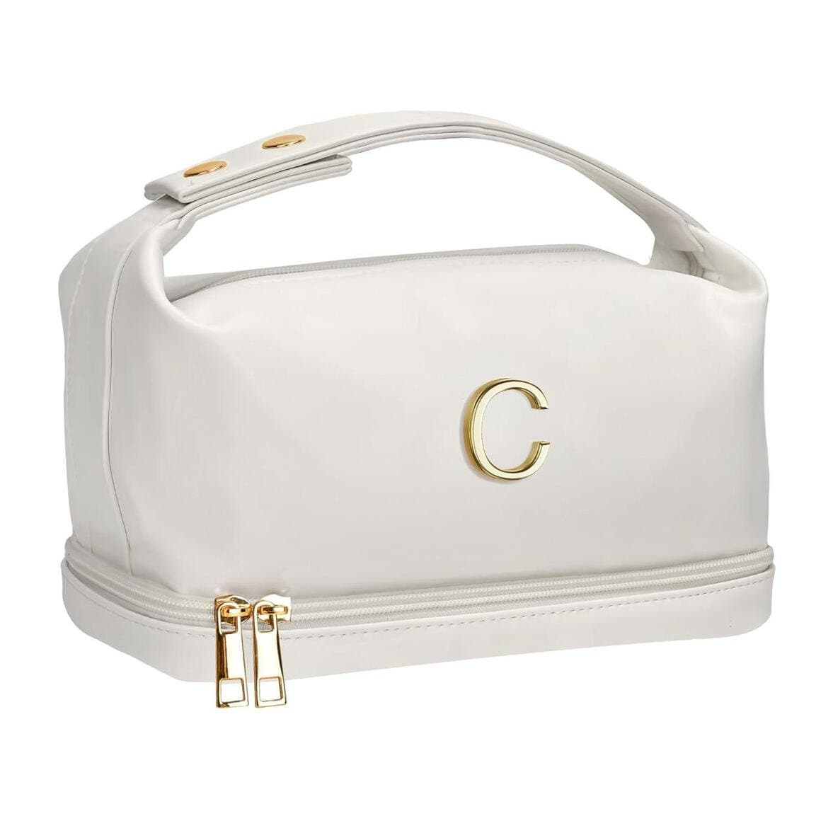** Makeup Bag, Double Layer Cosmetic Bag (Letter C)