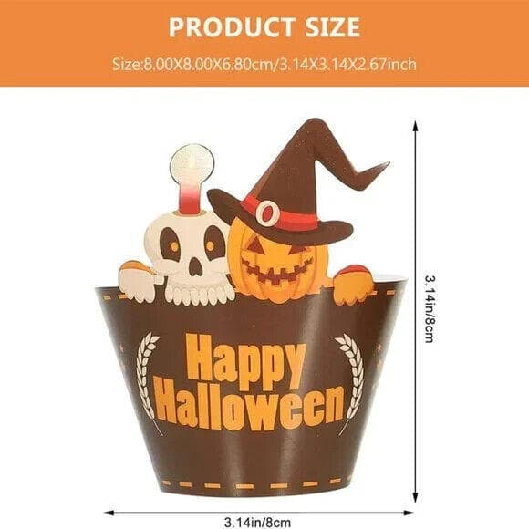 Halloween Cupcake Toppers and Wrappers, 12pcs Halloween Cupcake Wrapper and 12pc - Thumbnail 2