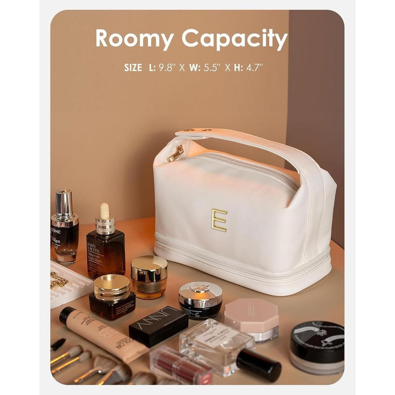** Makeup Bag, Double Layer Cosmetic Bag (Letter C) - Thumbnail 6