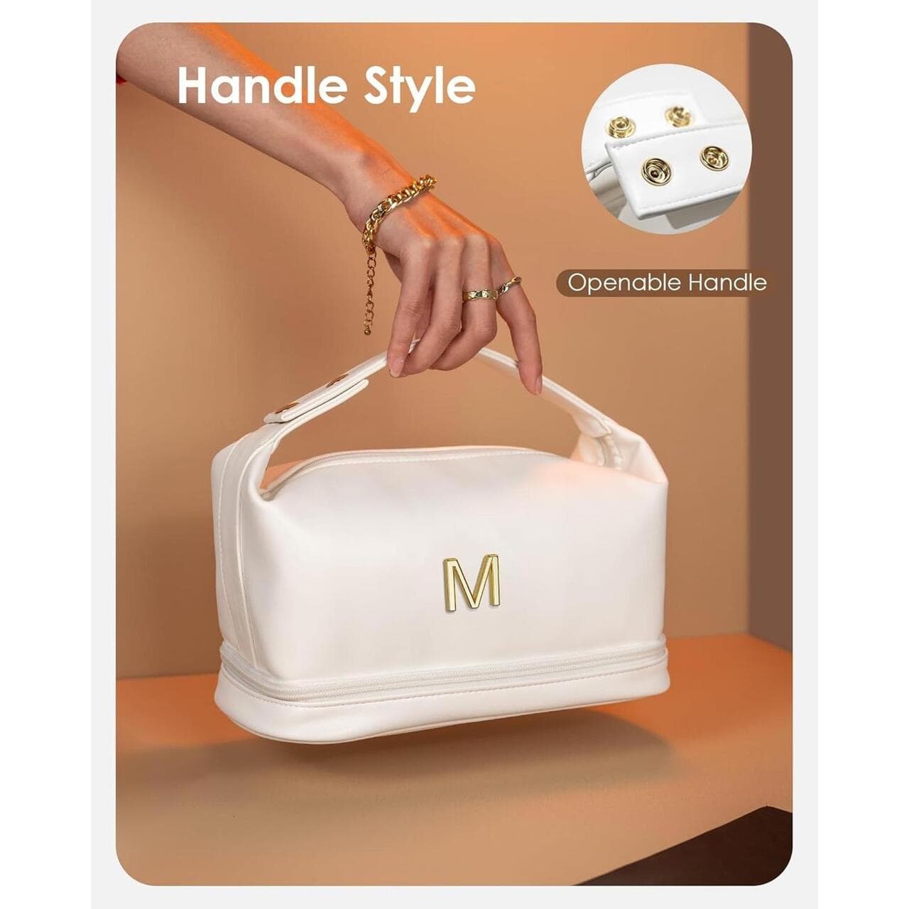 ** Makeup Bag, Double Layer Cosmetic Bag (Letter C) - Thumbnail 3