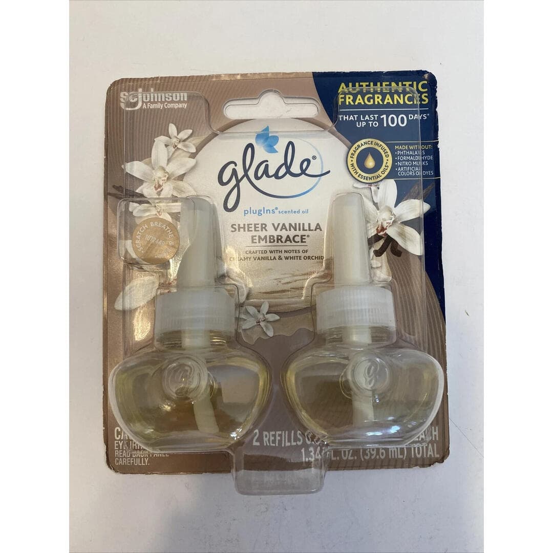Open Box- GLADE PLUGINS REFILLS 2-Pack Scented Oil SHEER VANILLA EMBRACE