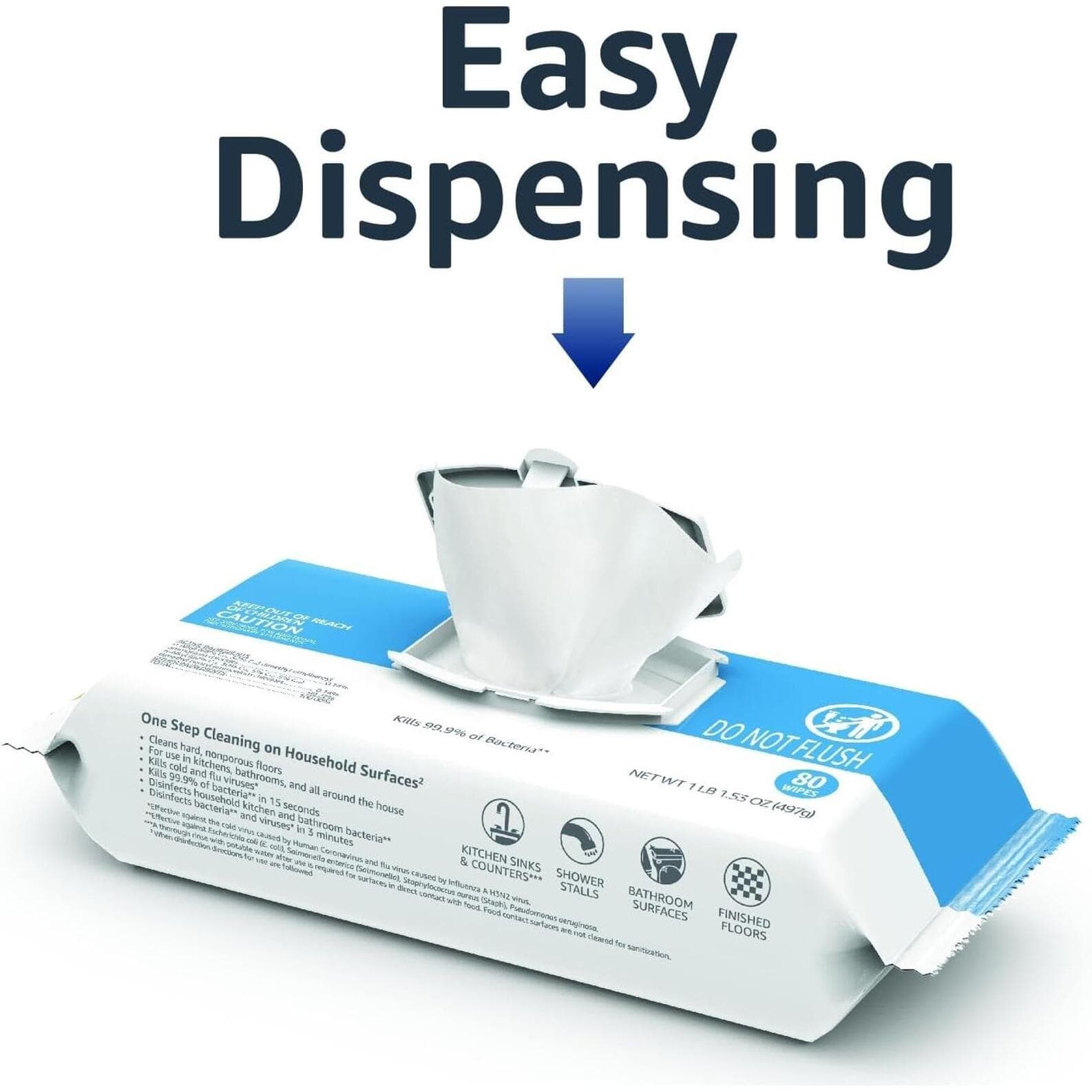 ** Amazon Basics Disinfecting Wipes, Lemon & Fresh Air Scent,4 pack (80 each) - Thumbnail 6