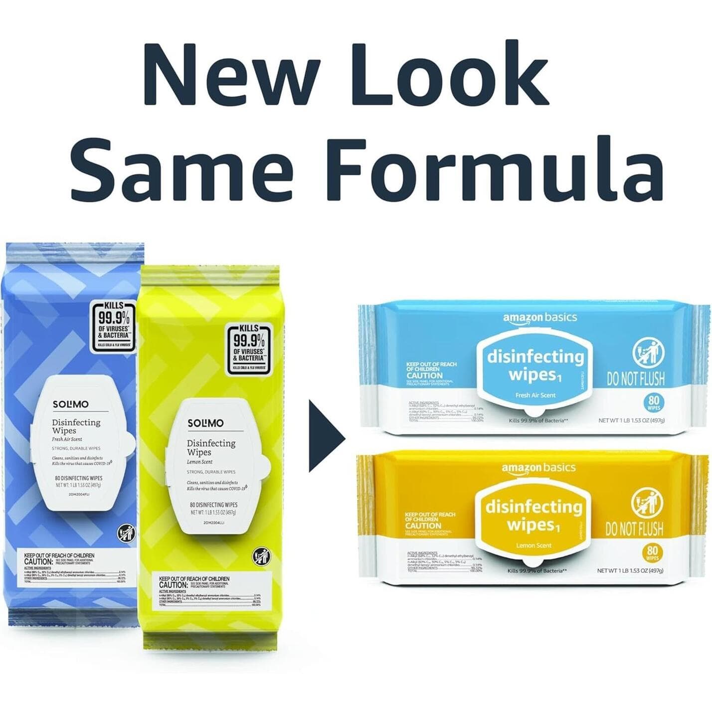 ** Amazon Basics Disinfecting Wipes, Lemon & Fresh Air Scent,4 pack (80 each) - Thumbnail 2
