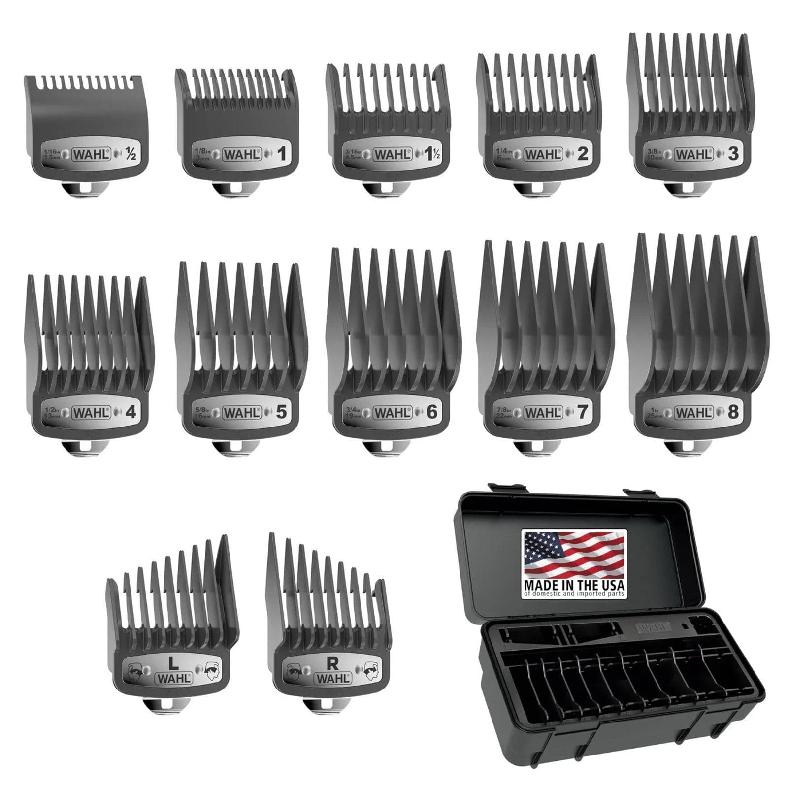 WAHL Clipper Genuine Secure Snap Elite Guards & Caddy, Grey 03291-200