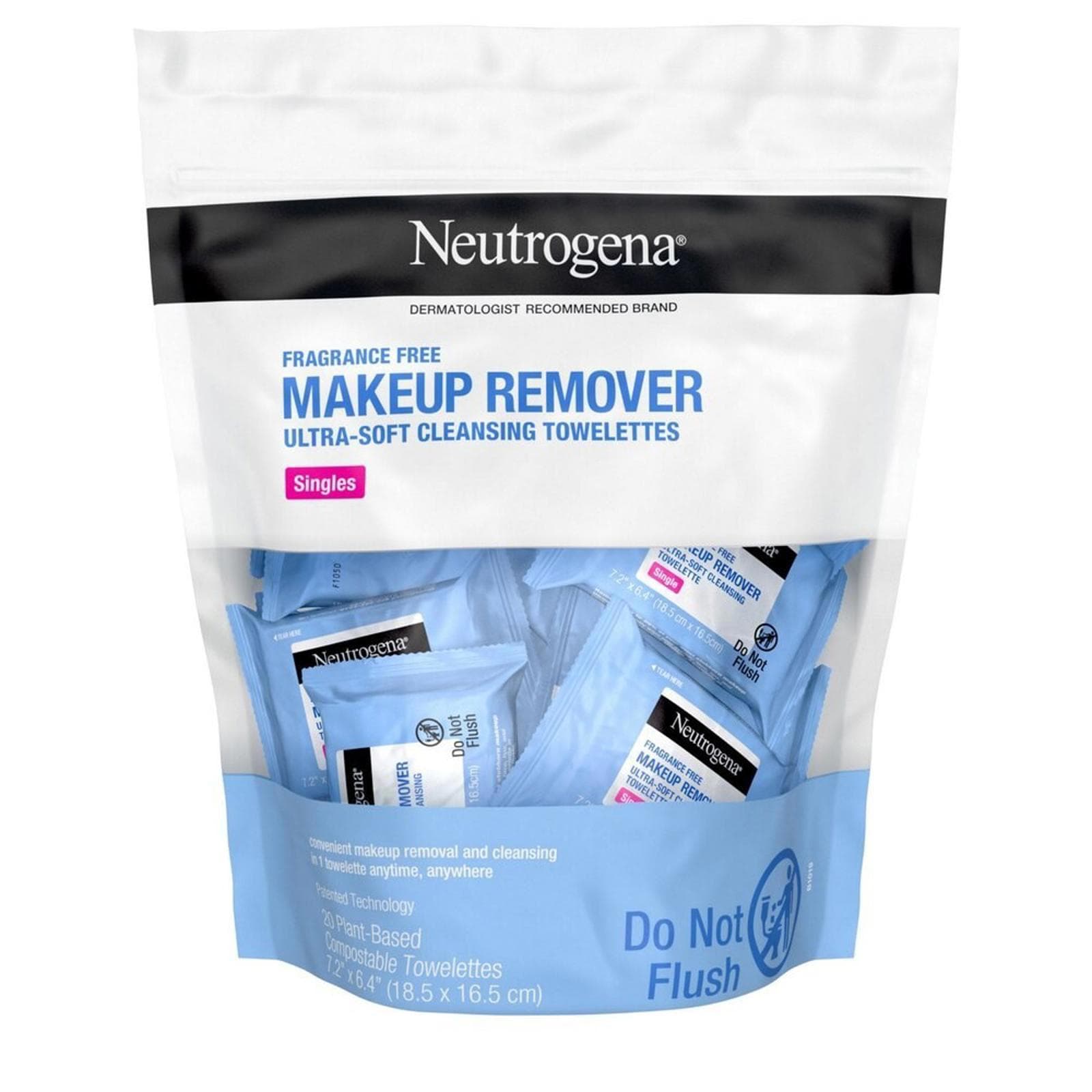 Neutrogena Makeup Remover Facial Cleansing Towelette Singles No Fragrance, 20 Ct