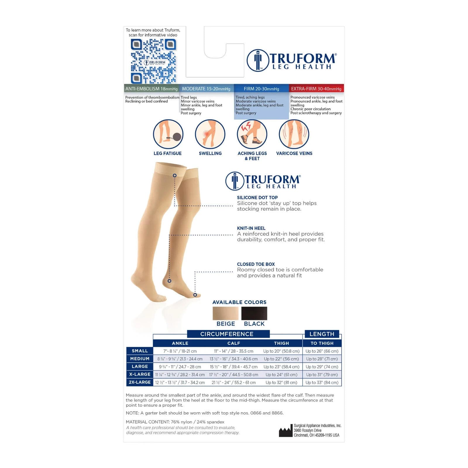 One time used - Truform 30-40 mmHg Compression Stockings for Men and Women (XL) - Thumbnail 2