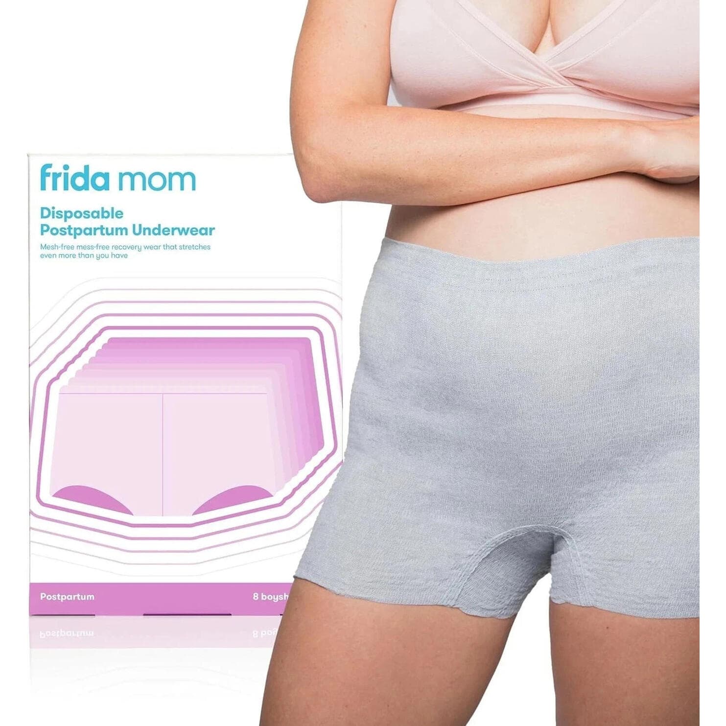 Open Box-Frida Mom Postpartum Underwear Regular High Waist Boyshort 8CT (no box)