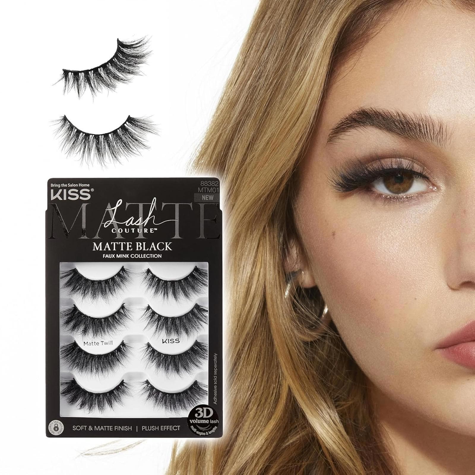 Open Box- KISS Lash Couture 3D Matte False Eyelashes, 'Matte Twill', 14 mm - Thumbnail 2