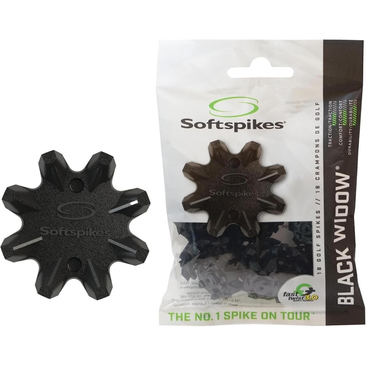 ** Softspikes Black Widow Golf Cleats Fast Twist 3.0 - 18 Replacement Spikes