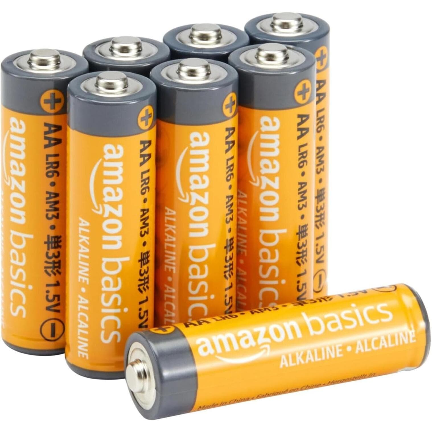 Amazon Basics 8-Pack AA Alkaline High-Performance Batteries