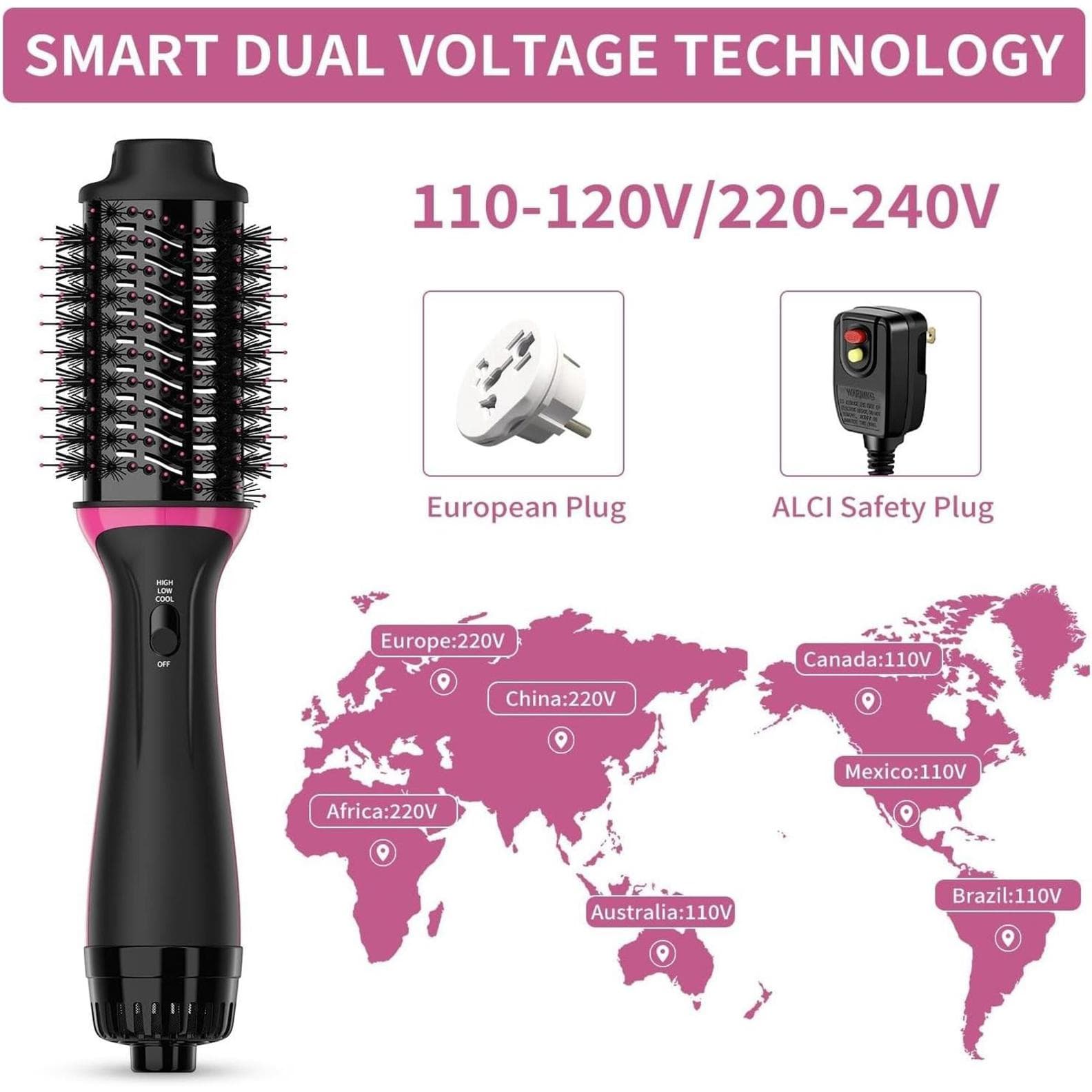 **Used- Dimecano Hot Air Brush One Step Hair Dryer Styler Dual Voltage (No plug) - Thumbnail 2
