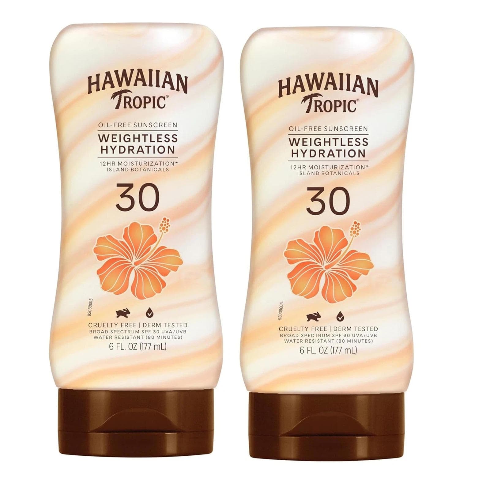 **Hawaiian Tropic Weightless Hydration Lotion Sunscreen SPF 30, 6oz Twin Pack |