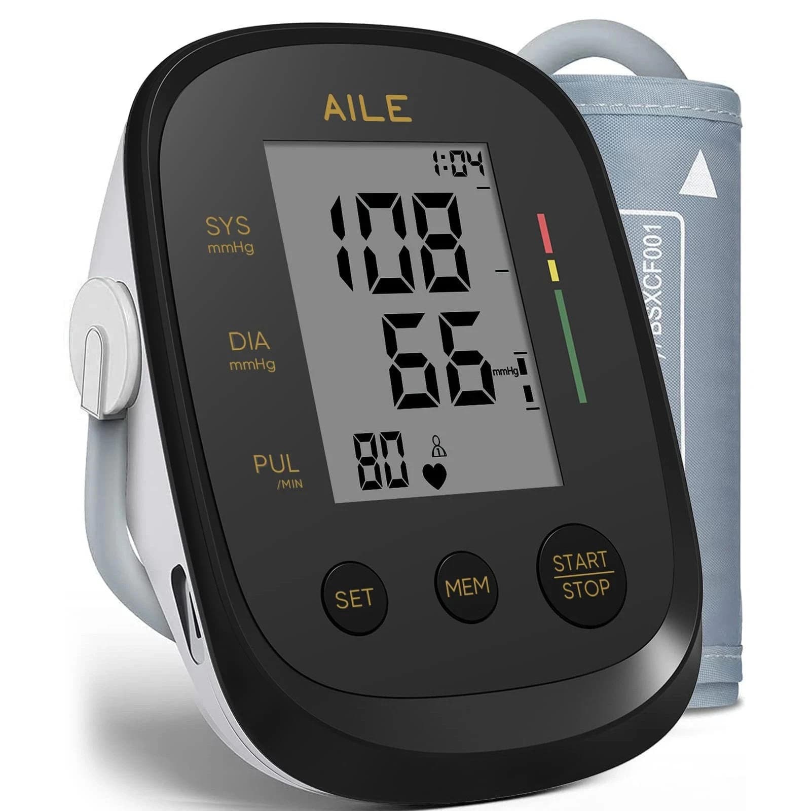 AILE Blood Pressure Monitor Machine Upper Arm X5 (8.7"-16.5"), Black, no charger