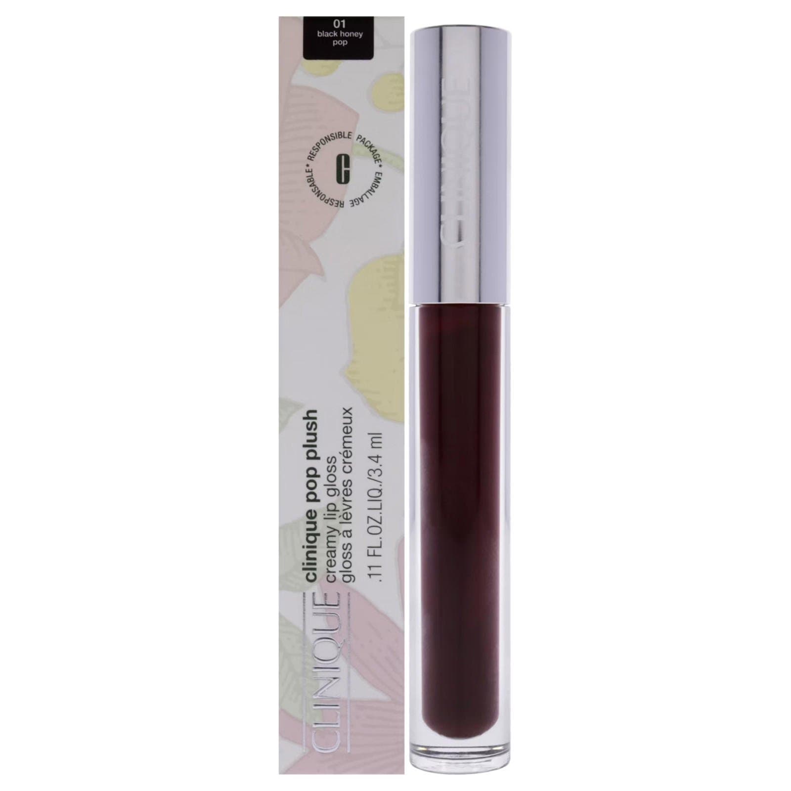 Open Box - Clinique Pop Plush Creamy Lip Gloss 0.11 oz, #01 Black Honey Pop