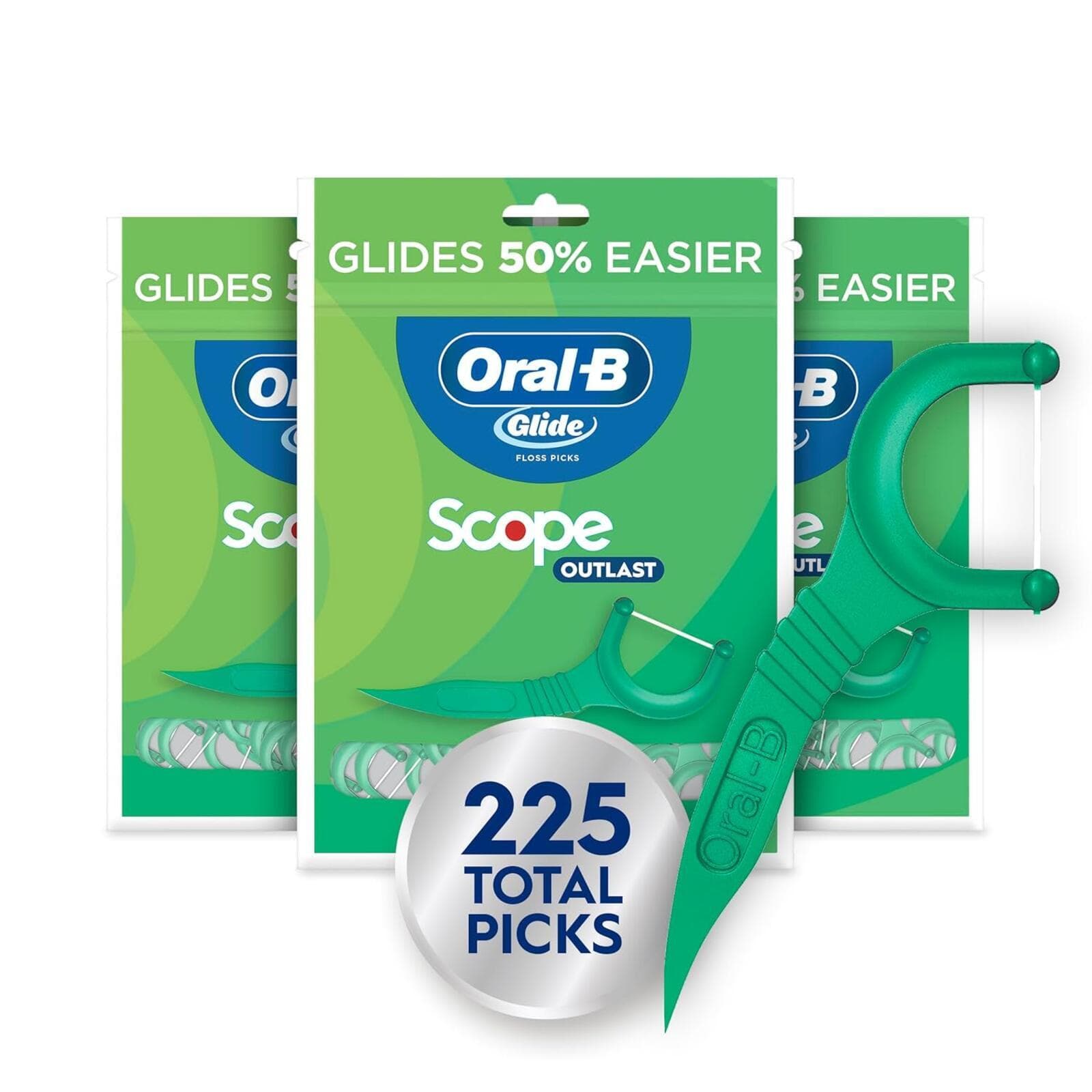 Oral-B Glide Mint Dental Floss Picks with Long Lasting Scope Flavor, 3 Pack