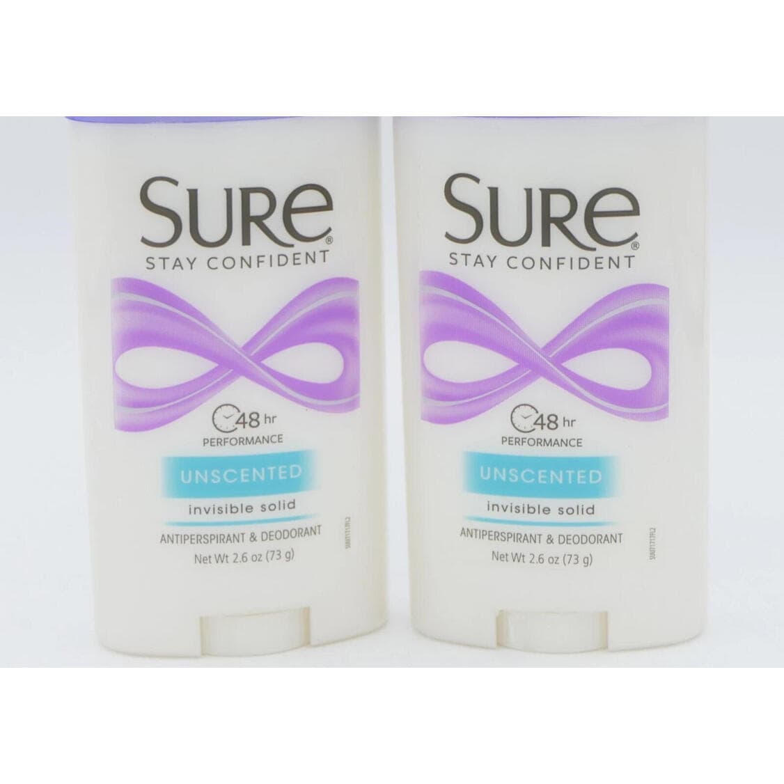 Sure Unscented Invisible Solid 48Hr Antiperspirant & Deodorant 2 Pack 2( no cap)