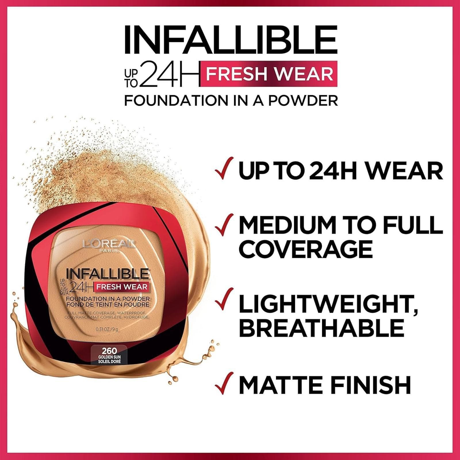 Open Box - L'Oreal Paris Makeup Infallible Foundation Powder #390 Ebony - Thumbnail 5