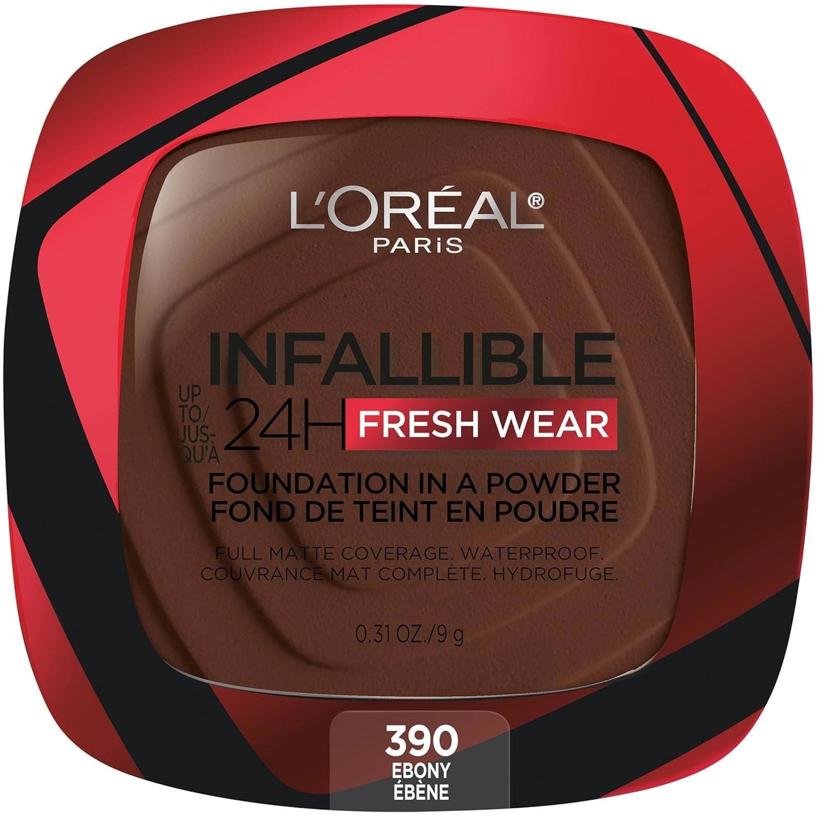 Open Box - L'Oreal Paris Makeup Infallible Foundation Powder #390 Ebony