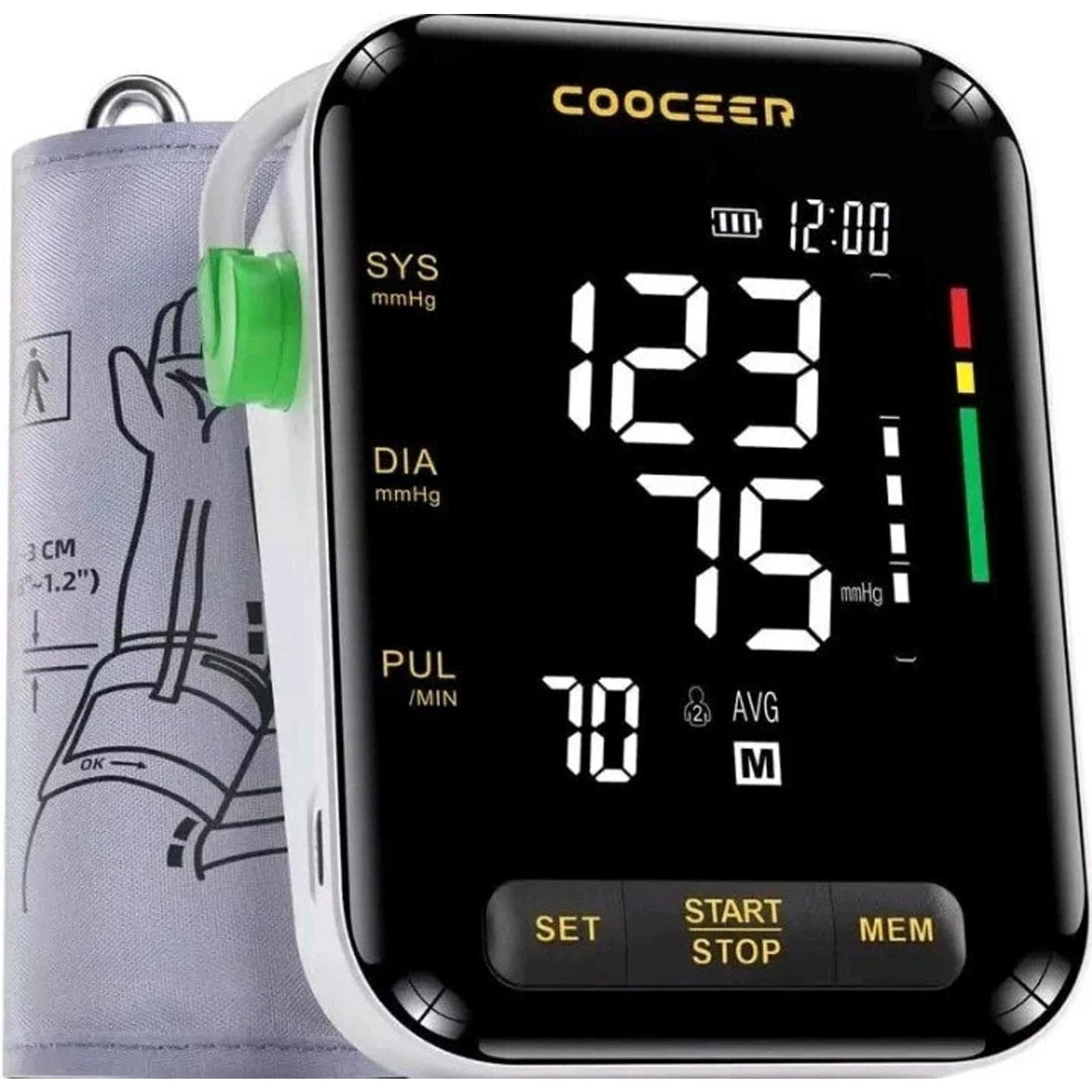 Open Box - COOCEER X8 Automatic Blood Pressure Monitor Digital, Black White