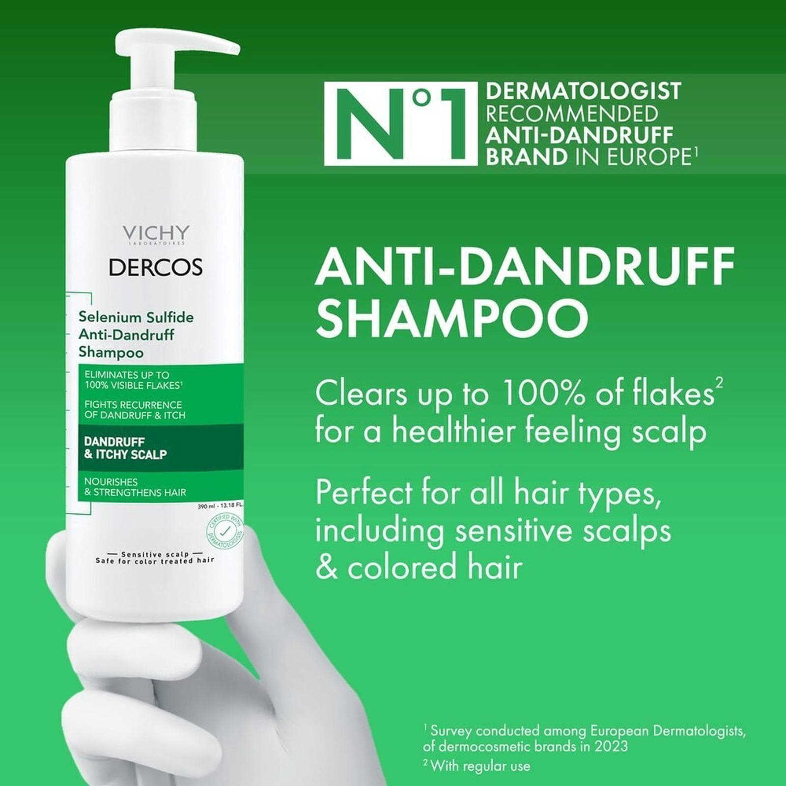 Vichy Dercos Selenium Sulfide Anti-Dandruff Shampoo, 13.18 fl oz - Thumbnail 5