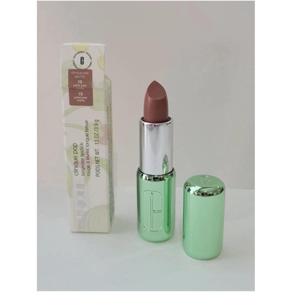 Clinique Pop Longwear Lipstick - Satin, Matte + Shine, Petal Pop Matte #19 - Image 1